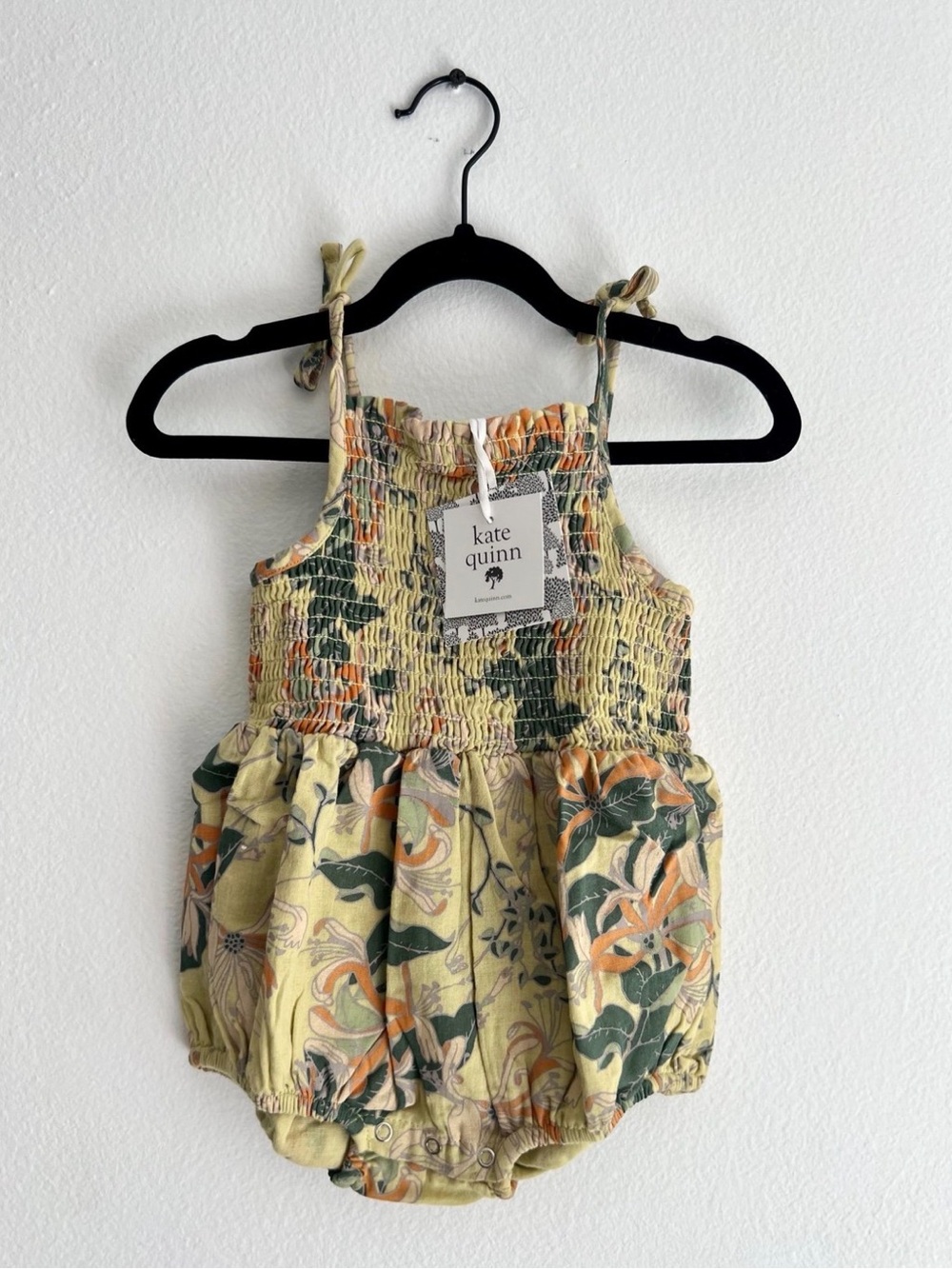 kate quinn Floral Smocked Baby Bubble Romper
